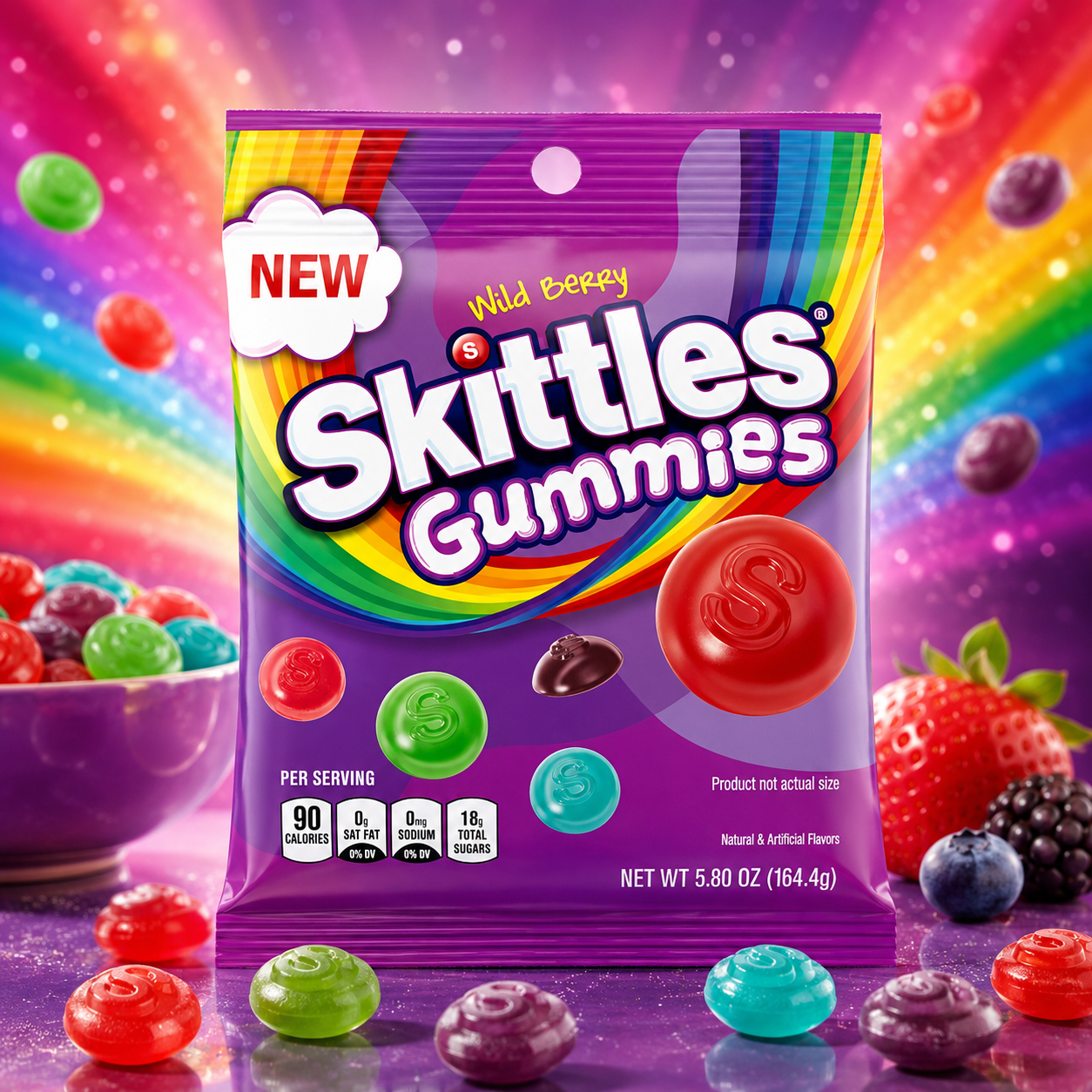 Skittles Gummies Wild Berries 164g – Erdei Gyümölcs Ízű Gumicukor