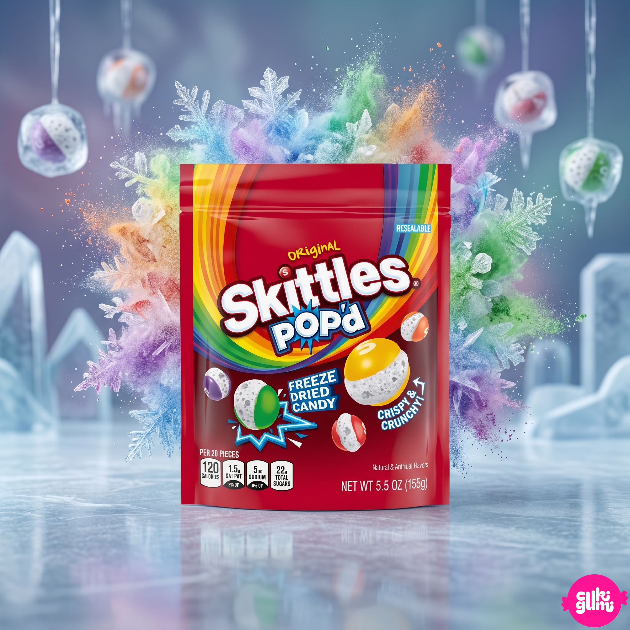 Skittles POP'd Freeze Dried Candy Original 155 g – Fagyasztva Szárított Gyümölcsös Cukorka