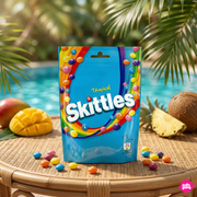 Skittles Tropical 136g - Tropical fruit flavored candies with a crispy sugar coating