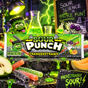 Sour Punch Frankenstraws 91 g - Halloween savanyú gyümölcsízű cukorkaszálak 91 g
