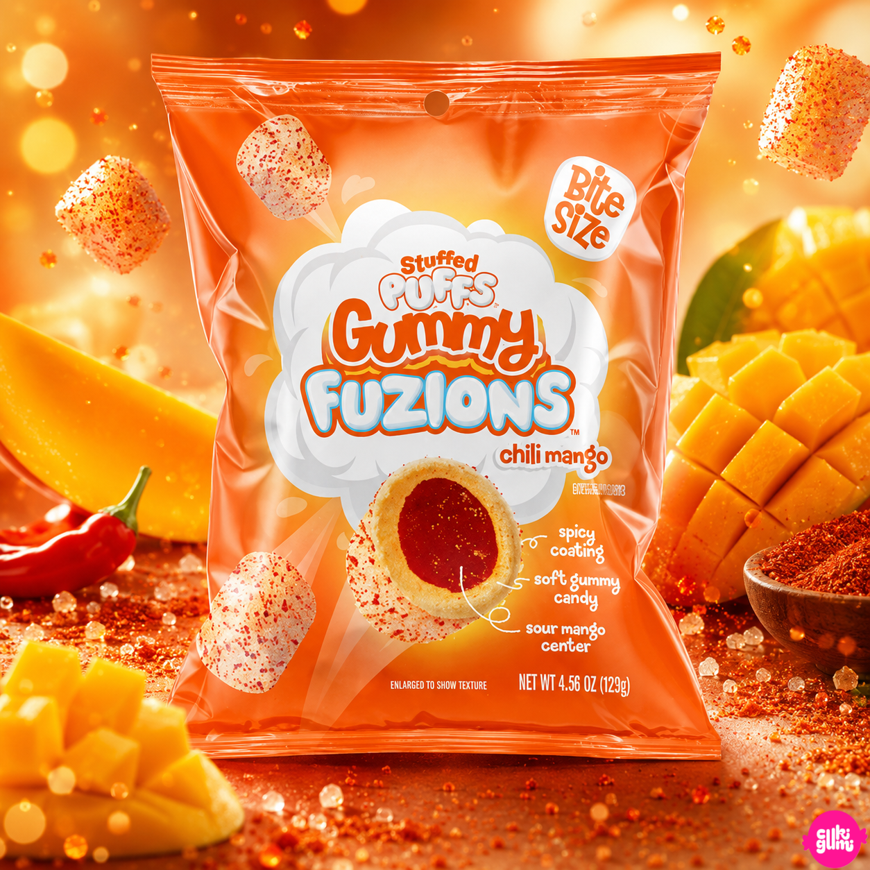 Stuffed Puffs Gummy Fuzions Chili Mango 123 g – Chilis Mangó ízű Töltött Gumicukor
