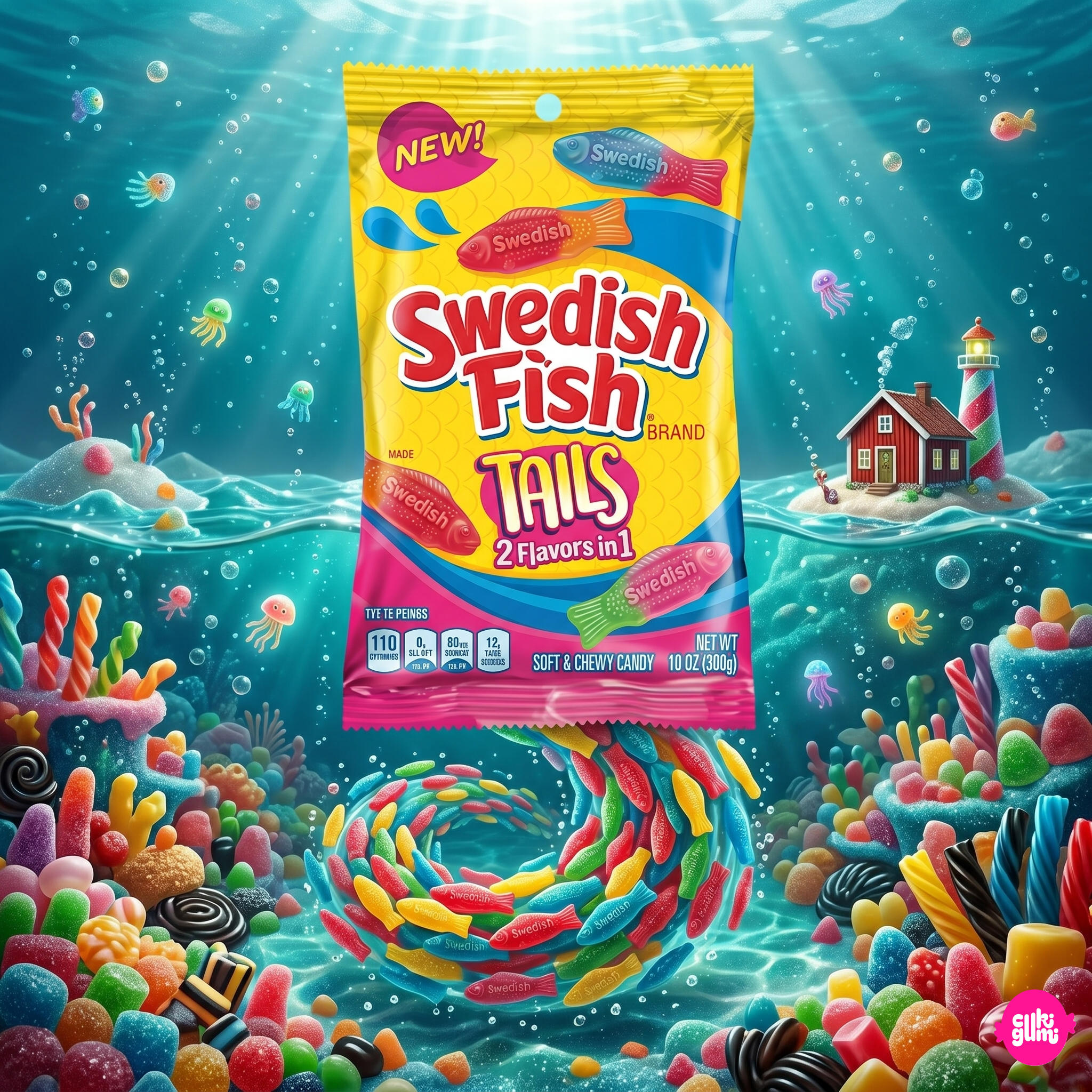 Swedish Fish Tails 226 g – Két Ízű Halacska Gumicukor