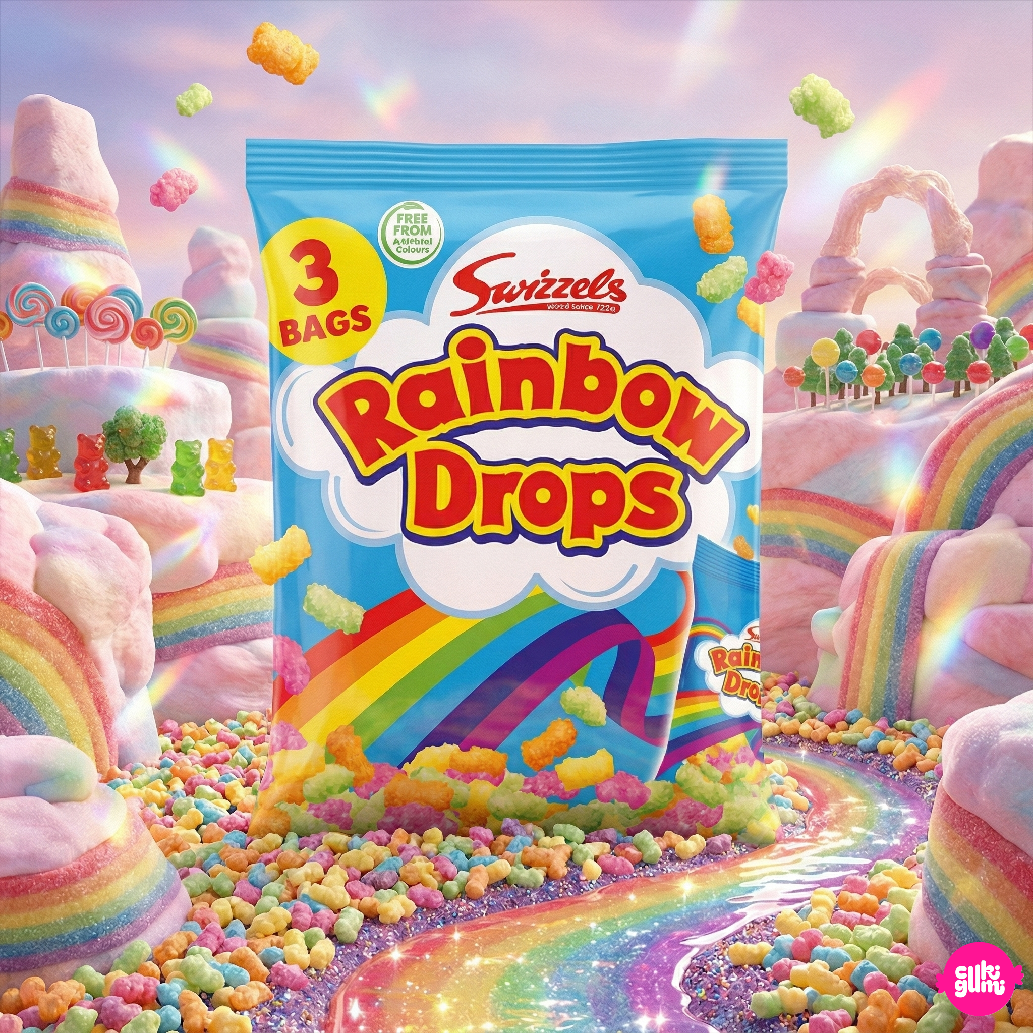 Swizzels Matlow Rainbow Drops 96 g - Színes puffasztott cukorkagolyók