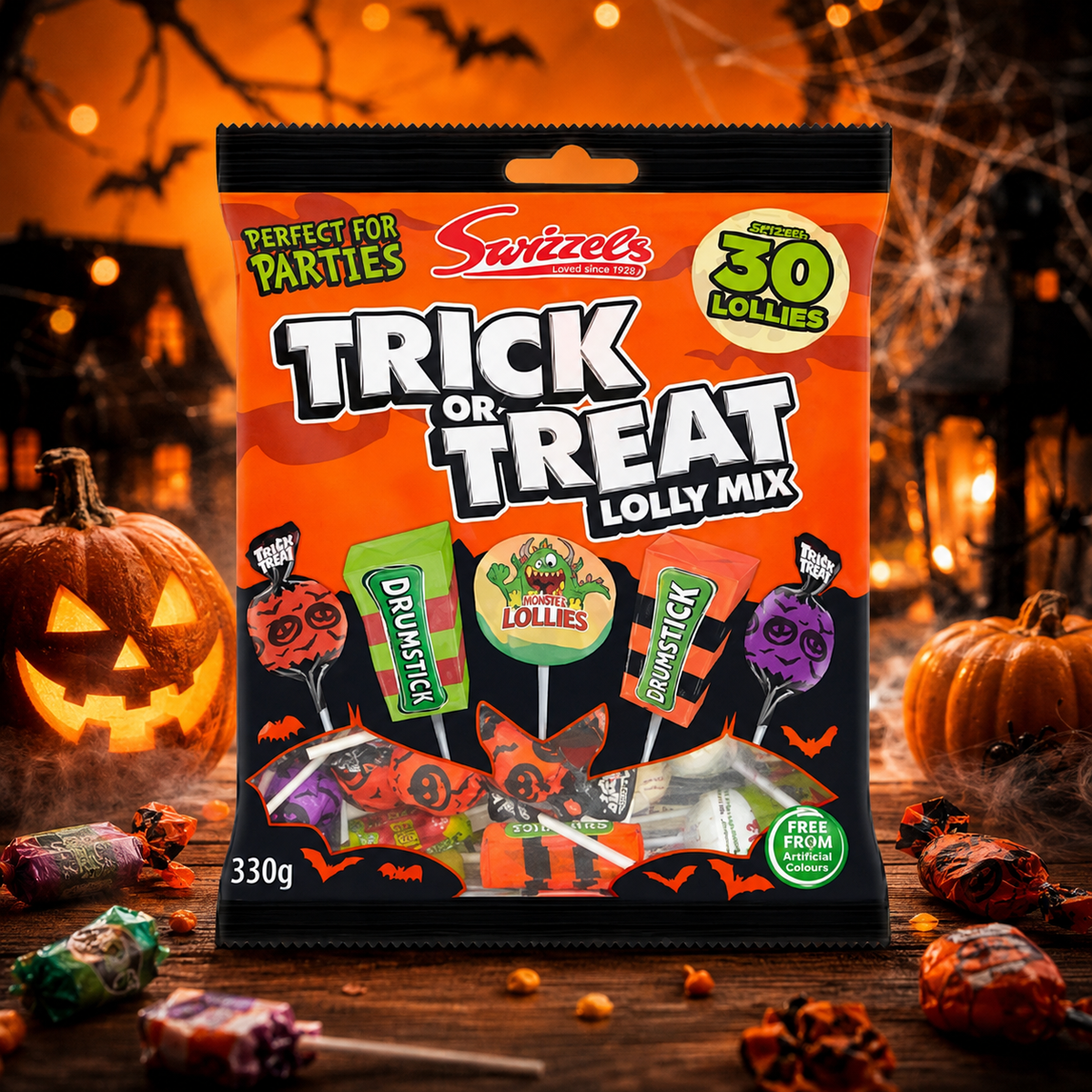 Swizzels Trick Or Treat Lolly Mix Halloween nyalóka válogatás kb. 30 db, 330 g