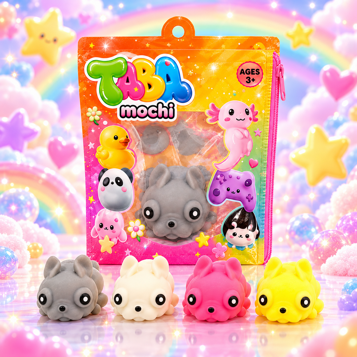 Taba Mochi Dog – Kutyás nyomkodható szenzoros játék 5,5 cm – Vegyes modell