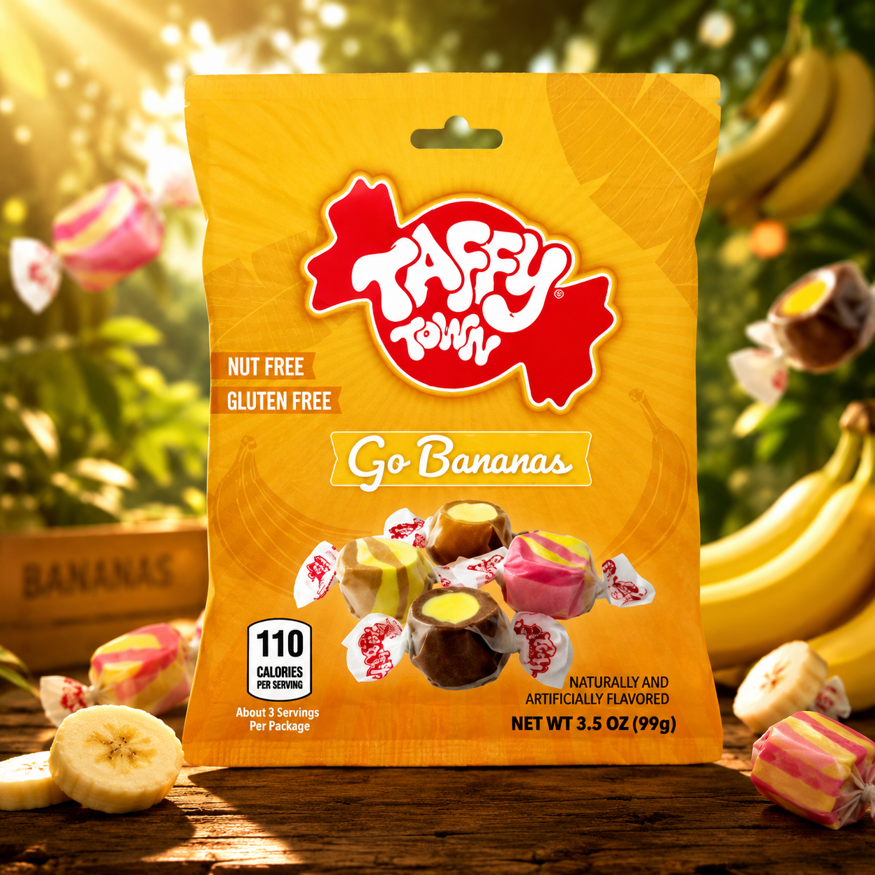 Taffy Town Go Bananas 99g – Banános Rágós Taffy Válogatás