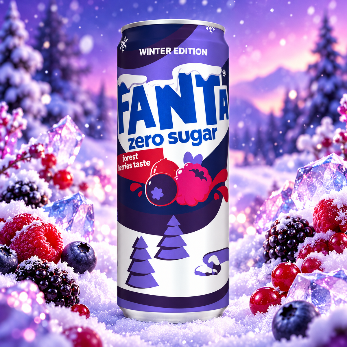 Fanta Zero Forest Berry – Cukormentes erdei gyümölcs ízű szénsavas üdítő 330 ml
