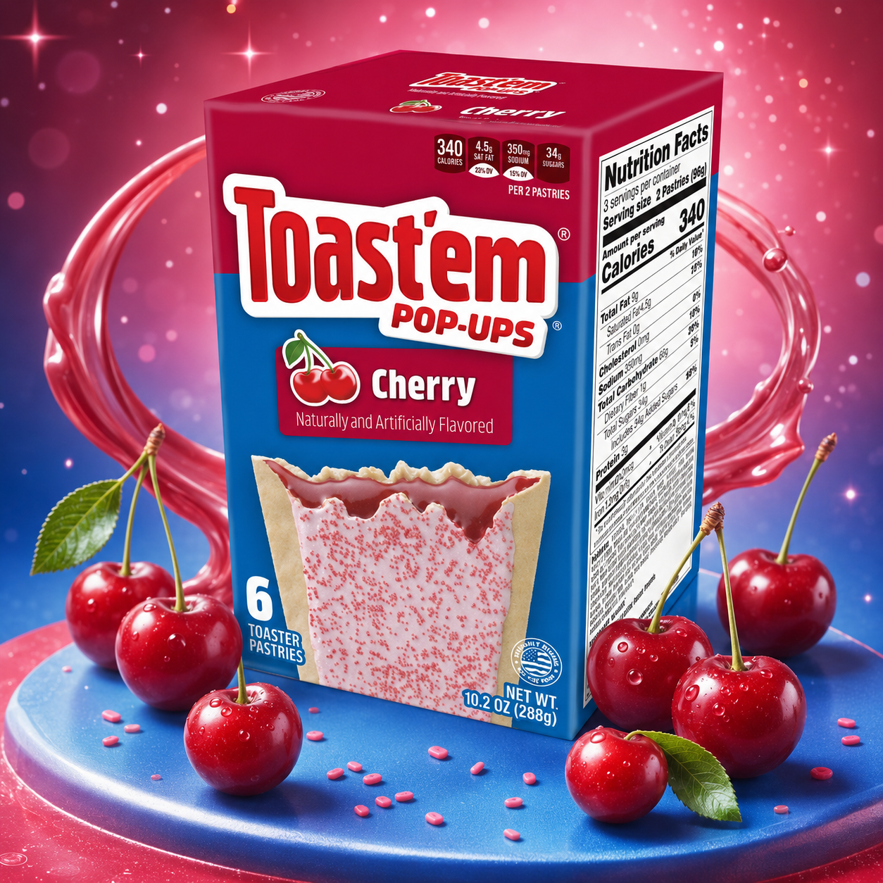 Toast'em Frosted Cherry 288g – Cseresznyés Amerikai Pirítós Sütemény