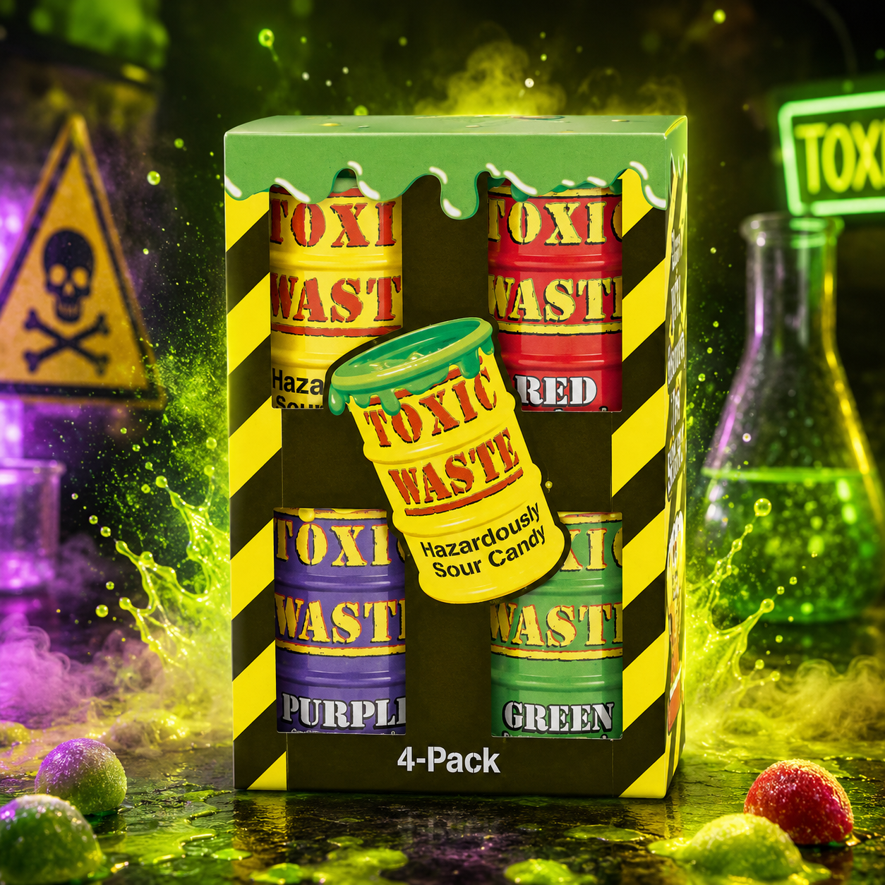 Toxic Waste Assorted 4 Pack 168g – Savanyú Keménycukorka Válogatás 4 Ízben