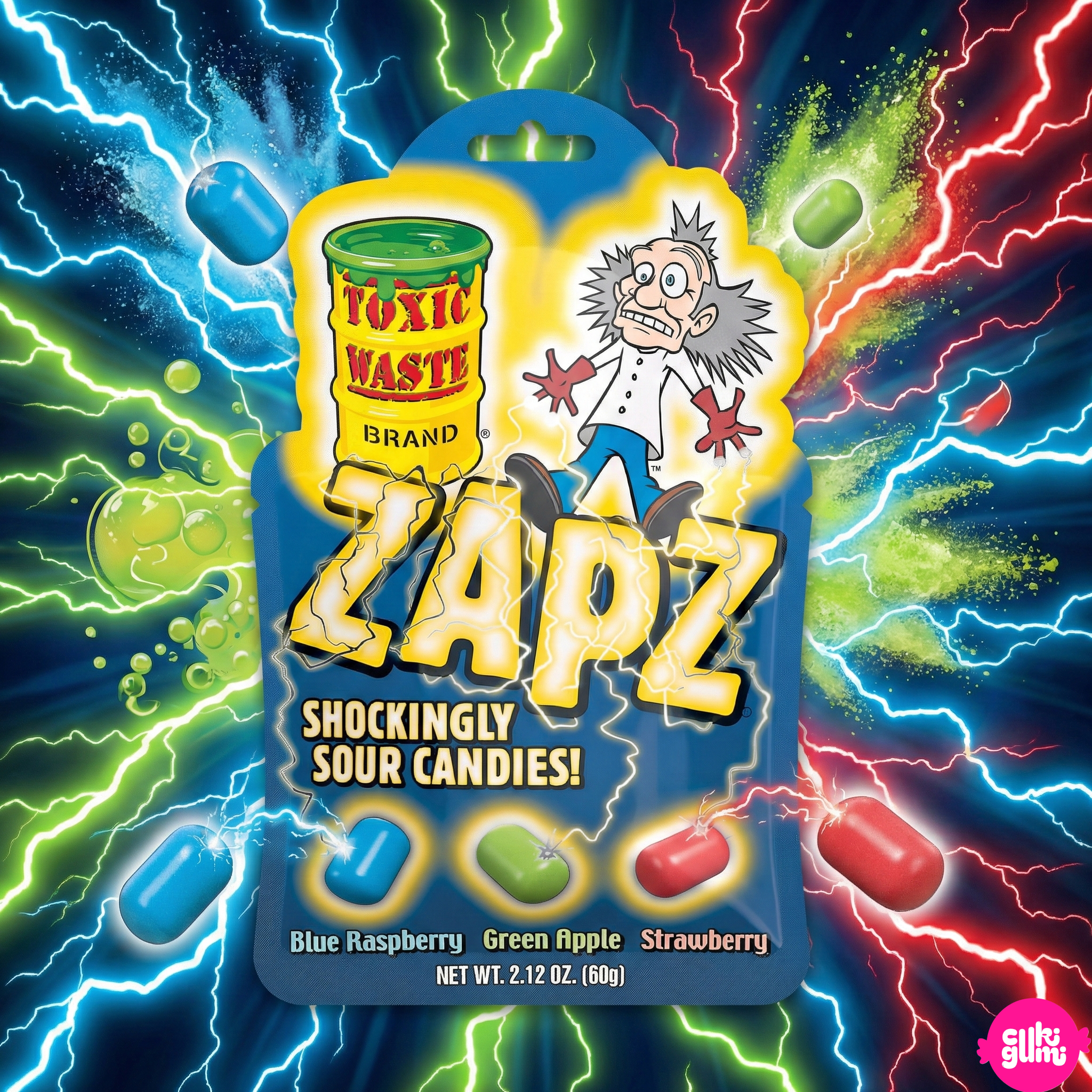 Toxic Waste Zapz Extra Savanyú Gyümölcsízű Cukorka 60 g