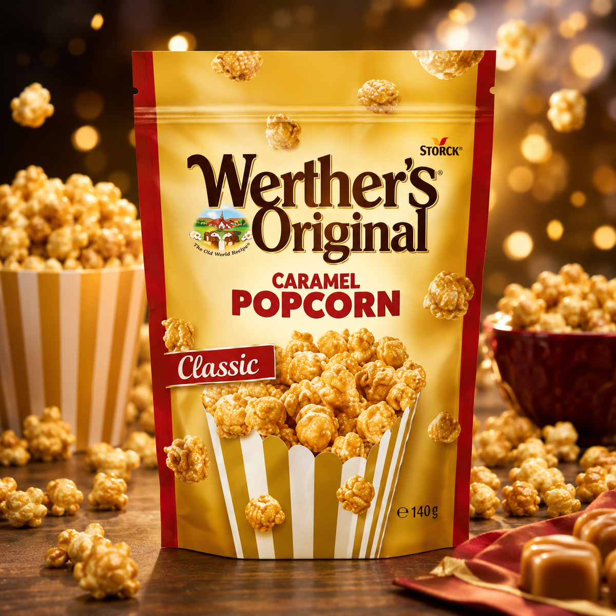 Werther's Original Caramel Popcorn tejszínes karamell bevonatú popcorn 140 g