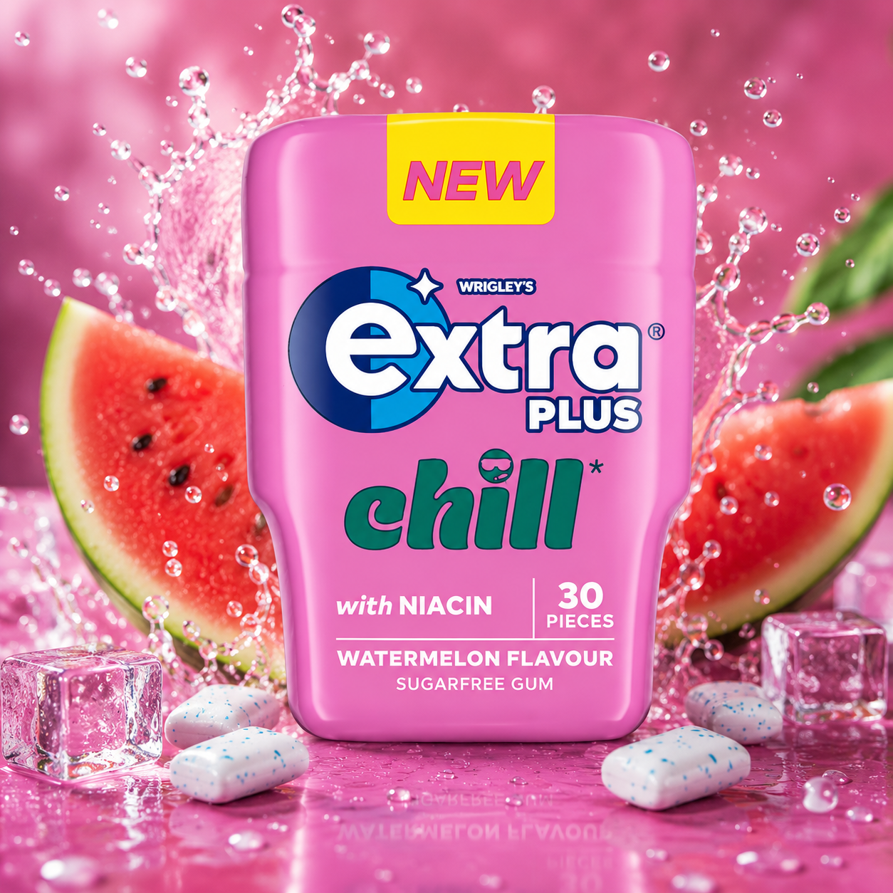 Wrigley's Extra Plus Chill Watermelon 67 g – Cukormentes Görögdinnye Ízű Rágógumi