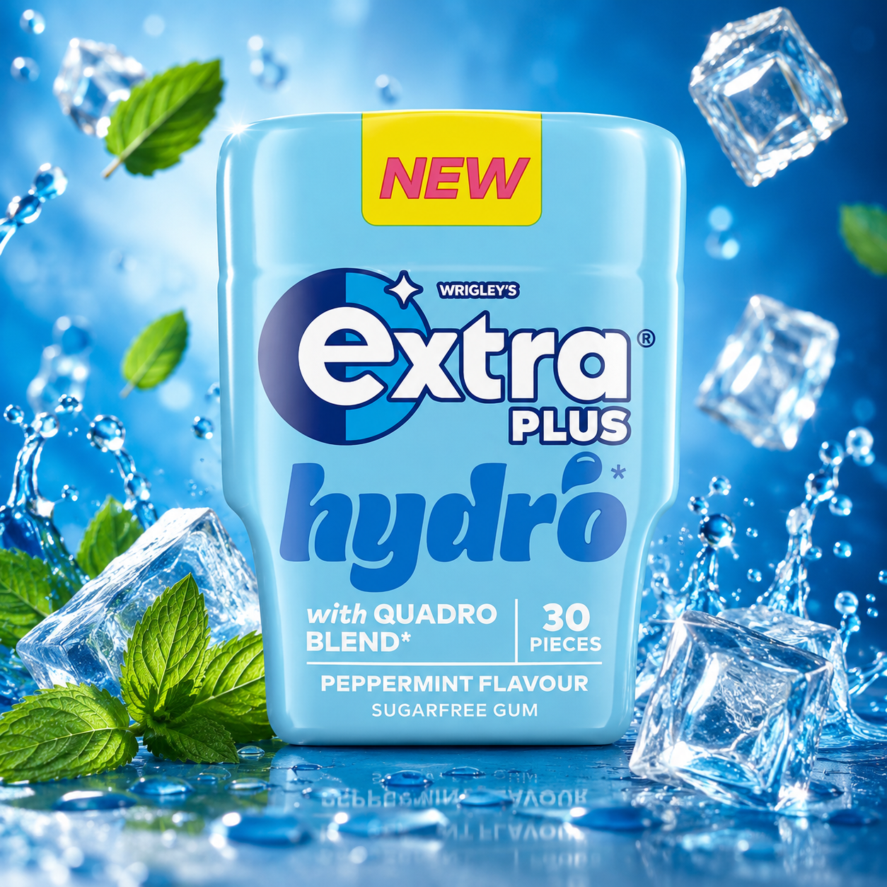 Wrigley's Extra Plus Hydro Peppermint 67 g – Cukormentes Borsmentaízű Rágógumi