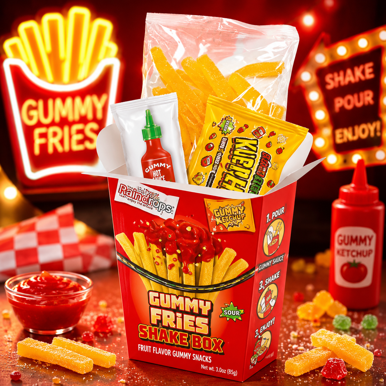 Zed Candy Screamers Gummy Fries Shake Box 70g – Extra Savanyú Gumicukor Hasábburgonya Készlet